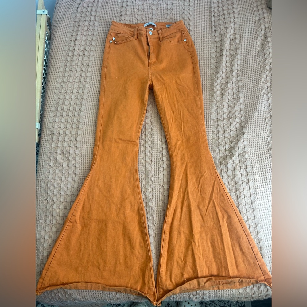 Judy Blue Vibrant Orange Super Flare Pants